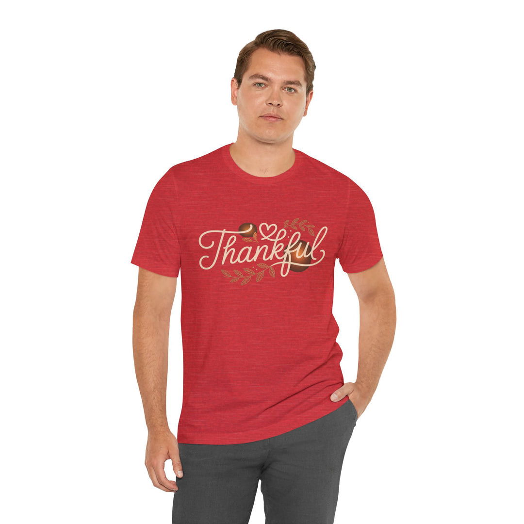 Thankful Tee - Unisex Jersey Short Sleeve Shirt for Thanksgiving, Gratitude Gift, Casual Wear, Family Gathering, Everyday Comfort