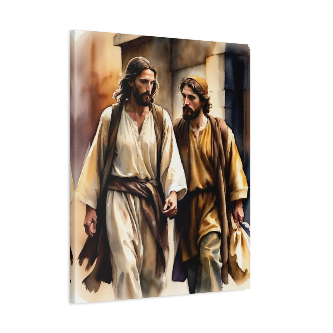 Never Alone | Jesus and Disciples Canvas – Inspirational Christian Wall Art for Home or Office