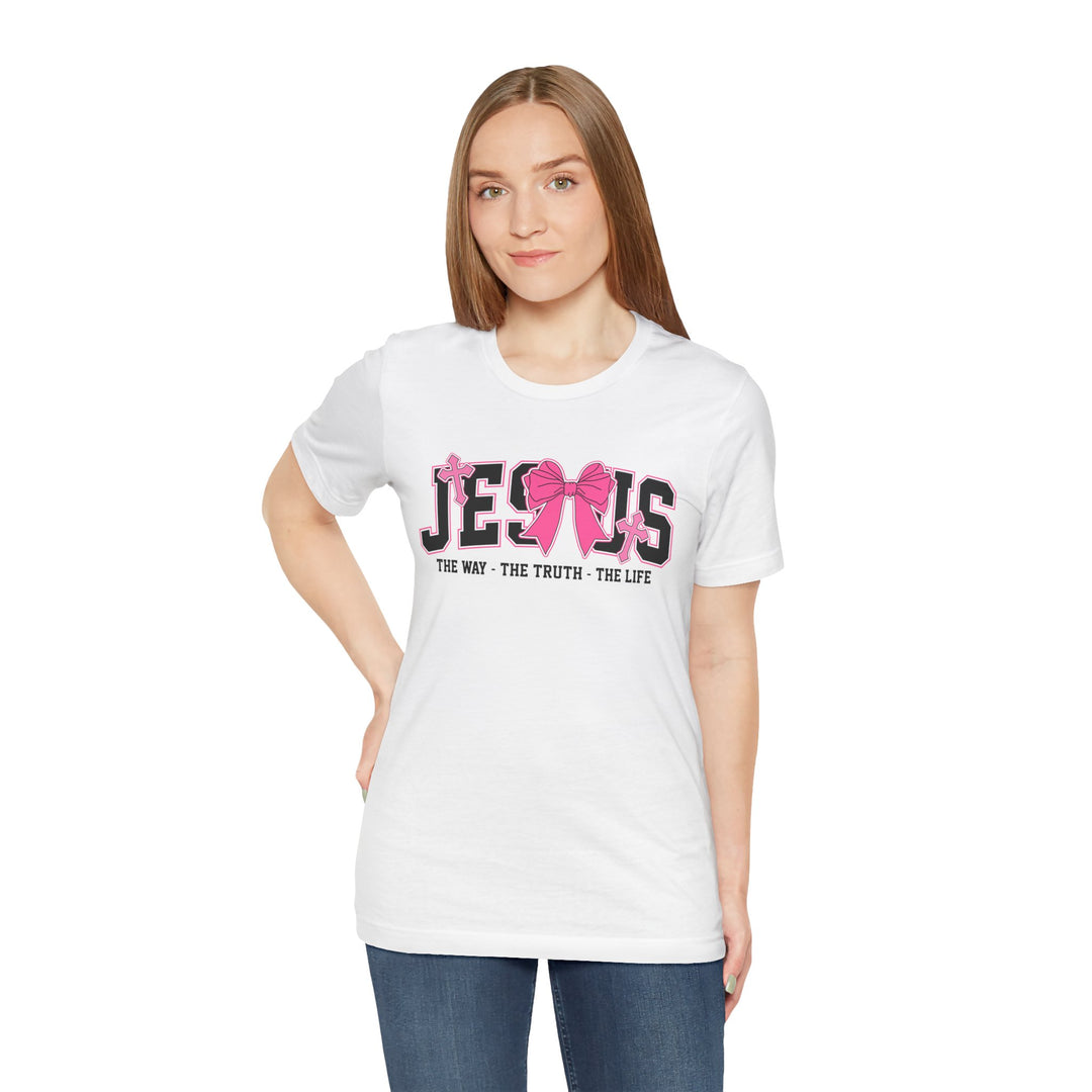 Jesus The Way The Truth The Life Pink Bow T-Shirt