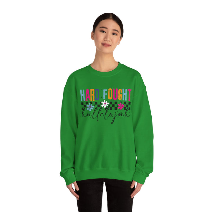 Hard Fought Hallelujah Sweatshirt | Inspirational Crewneck | Gift for Her | Cozy Casual Wear | Perfect for Holidays and Celebrations