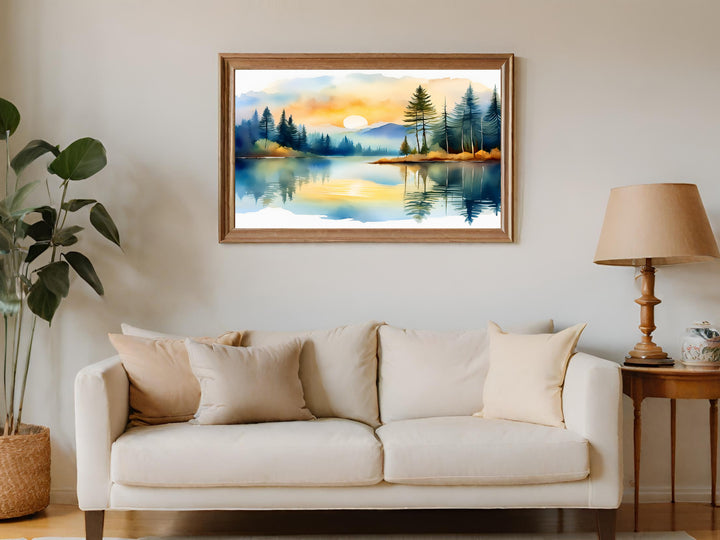 Silent Reflection – Watercolor Landscape Print Inspired by Psalm 46
