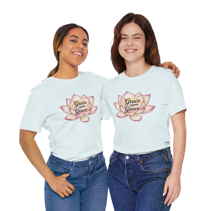 Lotus Blossom Inspirational Tee, Grace Upon Grace T-shirt, Mindfulness Gift, Spiritual Apparel, Relaxed Fit Tee, Yoga Wear