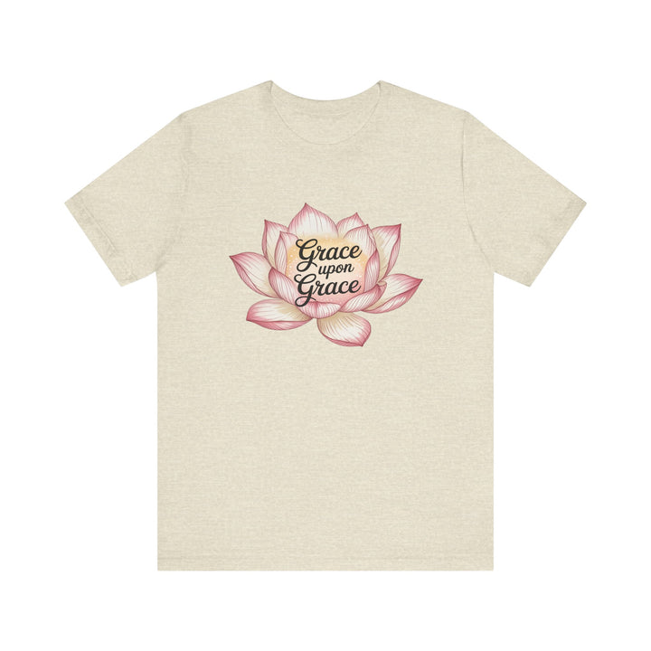 Lotus Blossom Inspirational Tee, Grace Upon Grace T-shirt, Mindfulness Gift, Spiritual Apparel, Relaxed Fit Tee, Yoga Wear