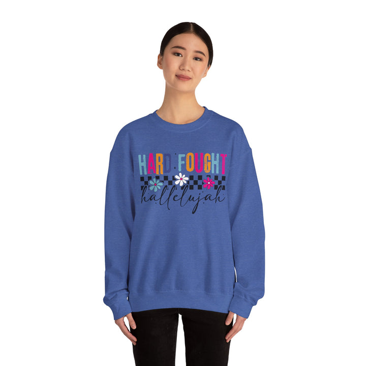 Hard Fought Hallelujah Sweatshirt | Inspirational Crewneck | Gift for Her | Cozy Casual Wear | Perfect for Holidays and Celebrations