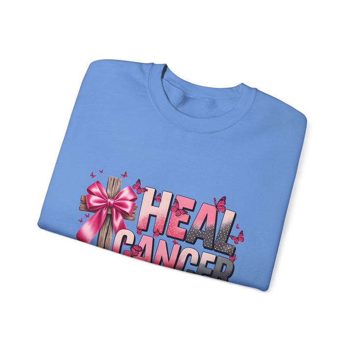 Inspirational Cancer Awareness Crewneck Sweatshirt, Comfort for Fighters, Supportive Gift, Breast Cancer Awareness, Faith & Hope