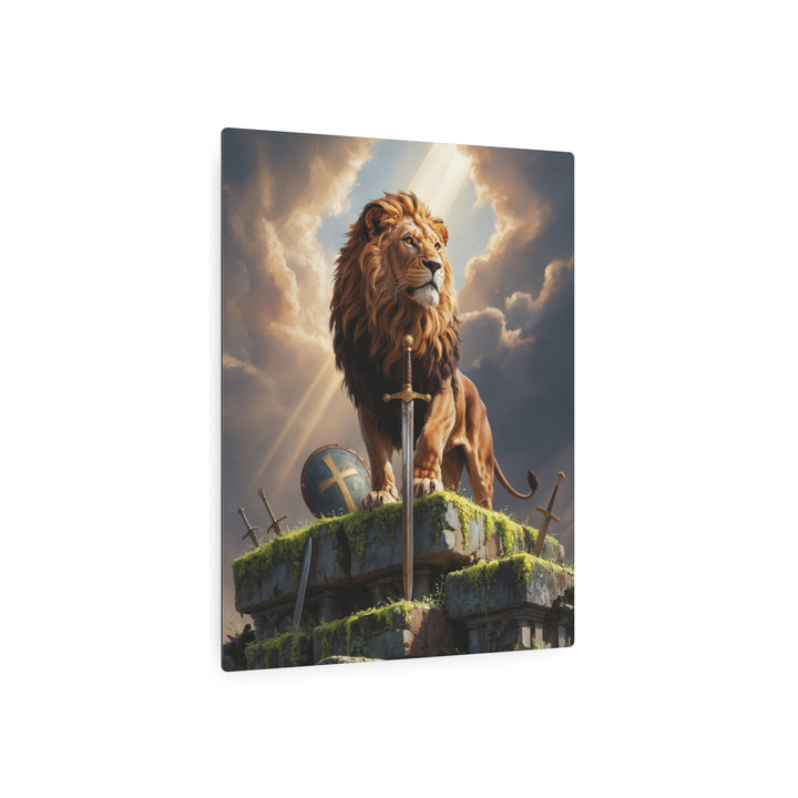 "Lion Warrior - Be Strong and Courageous" - Christian Warrior Metal Wall Art