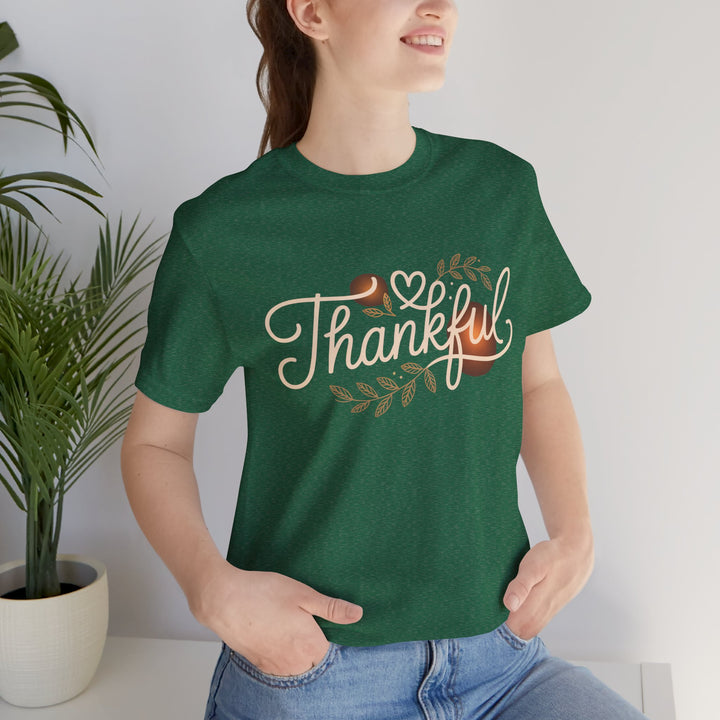 Thankful Tee - Unisex Jersey Short Sleeve Shirt for Thanksgiving, Gratitude Gift, Casual Wear, Family Gathering, Everyday Comfort
