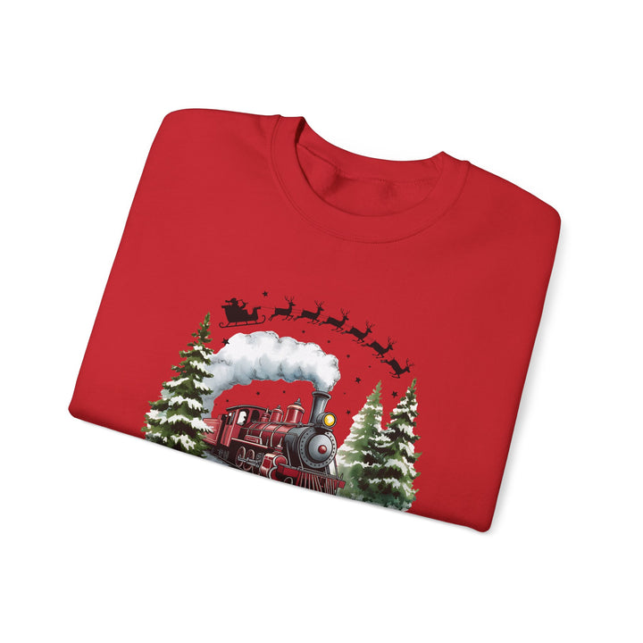 Believe Train Sweatshirt, Cozy Winter Crewneck, Christmas Gift, Holiday Apparel, Unisex Fleece