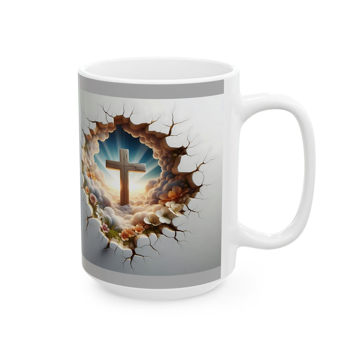 3D Christian Cross Ceramic Mug - Nature-Inspired Coffee Cup, Unique Gift for Nature Lovers, Home Decor, Morning Coffee, Relaxing Moments