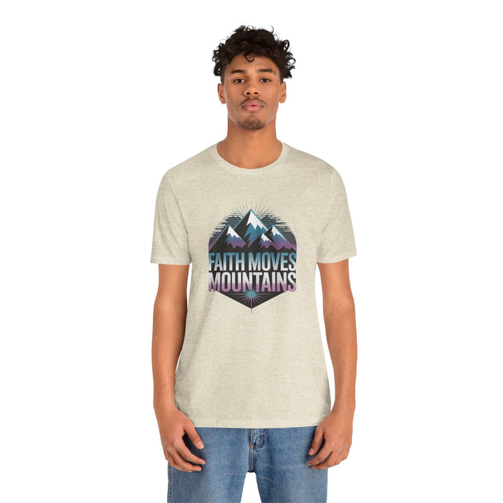 Faith Moves Mountains - Unisex Short Sleeve Tee, Motivational Shirt, Inspirational Gift, Adventurer Tee, Outdoor Apparel
