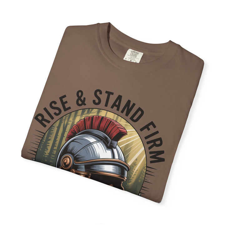 Faithful Warrior Unisex T-shirt - Rise & Stand Firm with Roman Helmet Design