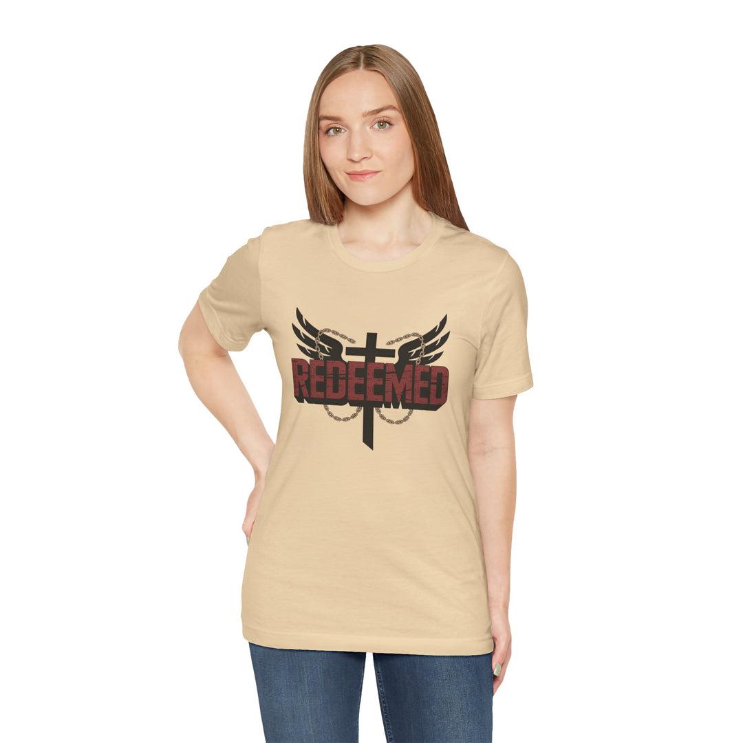 Christian Themed Unisex Short Sleeve Tee, Redeemed Shirt, Faith-Based Apparel, Inspirational T-Shirt, Spiritual Gift, Casual Wear