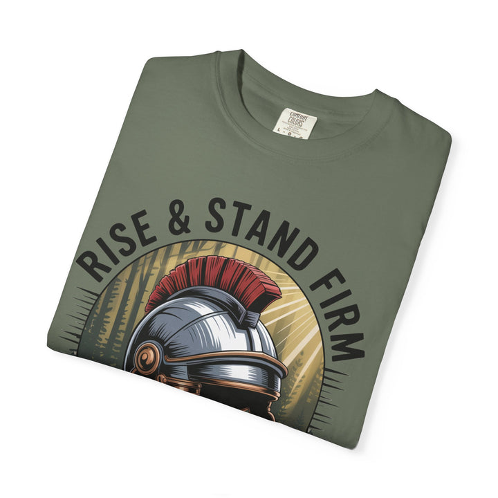 Faithful Warrior Unisex T-shirt - Rise & Stand Firm with Roman Helmet Design