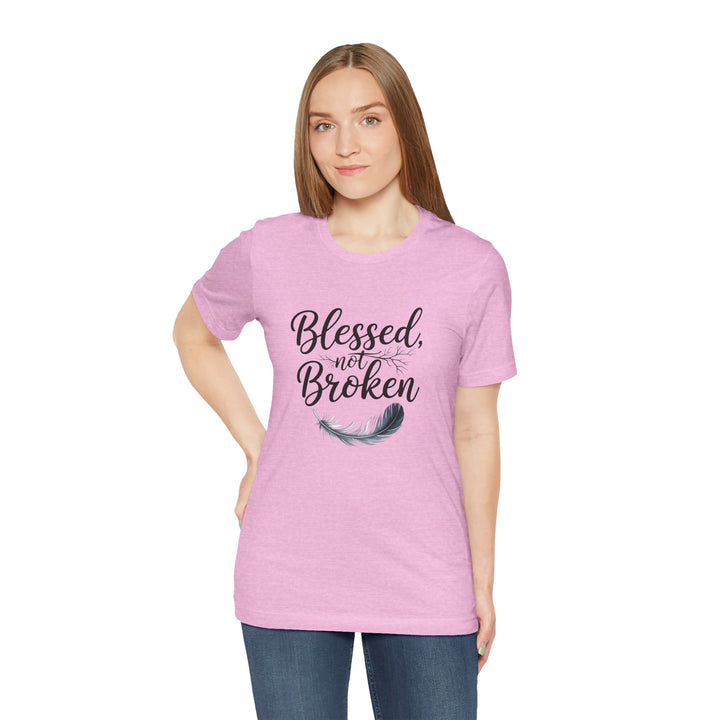Blessed Not Broken - Graceful Feather Unisex Tee - Walk in Healing and Hope