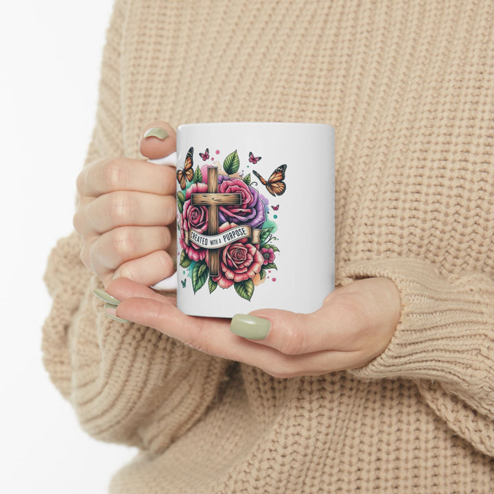 Inspirational Cross Ceramic Mug | 11oz & 15oz | Perfect Gift for Faith-Based Celebrations