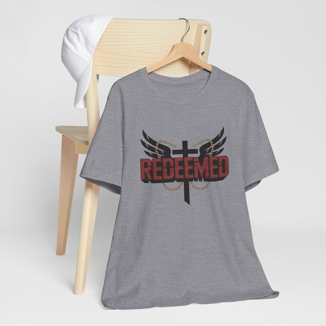 Christian Themed Unisex Short Sleeve Tee, Redeemed Shirt, Faith-Based Apparel, Inspirational T-Shirt, Spiritual Gift, Casual Wear
