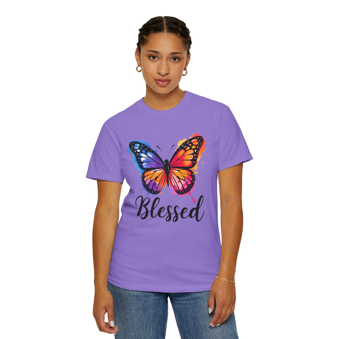 Watercolor Butterfly T-Shirt Blessed Radiant Renewed Unshakably Blessed