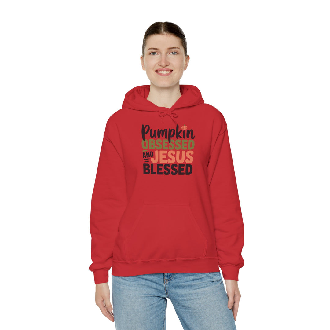 Hooded Sweatshirt - Pumpkin Obsessed and Jesus Blessed Fall Design