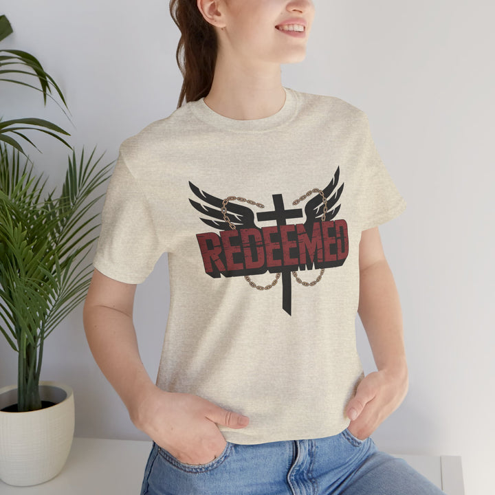 Christian Themed Unisex Short Sleeve Tee, Redeemed Shirt, Faith-Based Apparel, Inspirational T-Shirt, Spiritual Gift, Casual Wear