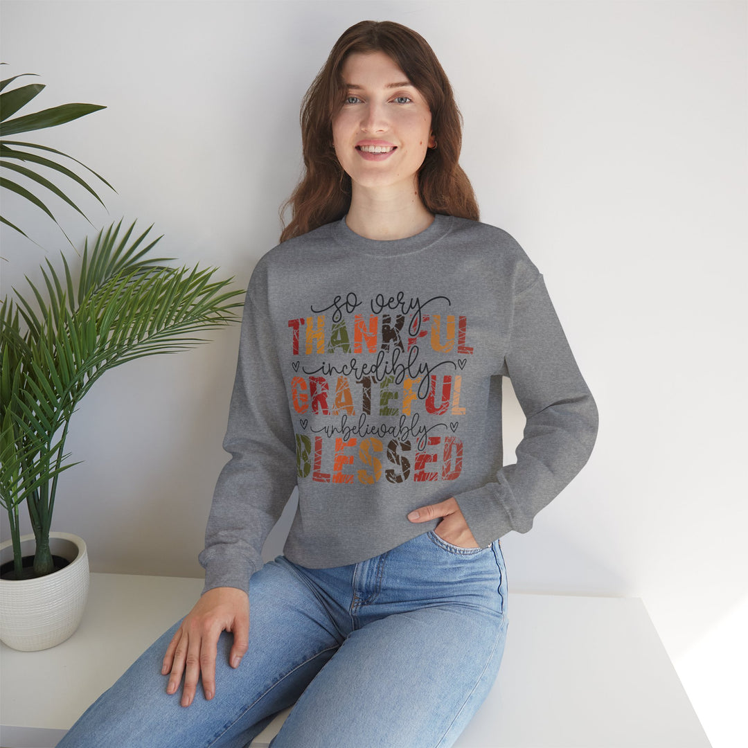 Thankful Grateful Blessed Sweatshirt | Cozy Fall Crewneck | Perfect Gift for Thanksgiving, Family Gatherings, Daily Comfort, Holiday Wear