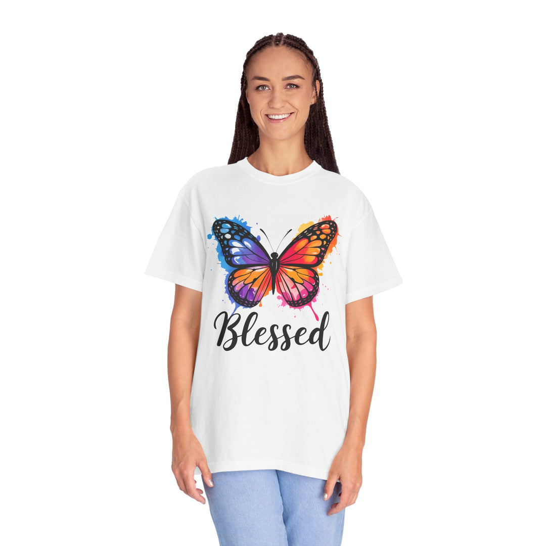 Watercolor Butterfly T-Shirt Blessed Radiant Renewed Unshakably Blessed