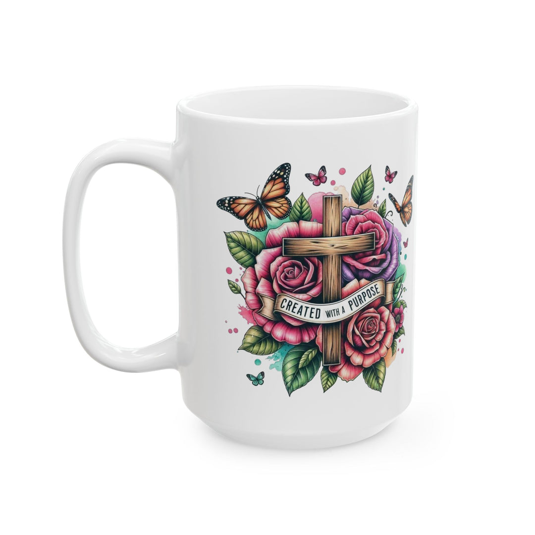 Inspirational Cross Ceramic Mug | 11oz & 15oz | Perfect Gift for Faith-Based Celebrations
