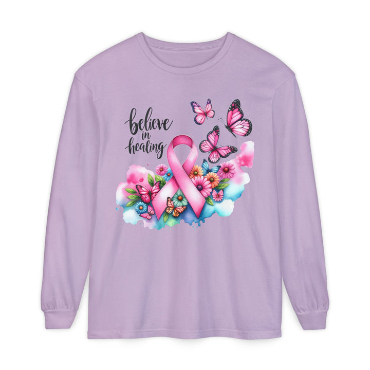 Breast Cancer Awareness Long Sleeve Tee, Supportive Gift, Inspirational Shirt for Women, Hope, Healing, Mother’s Day, Fundraising Event