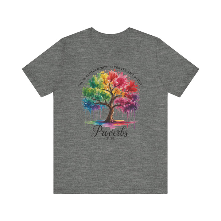 Rainbow Tree of Life Tee - Proverbs 31:25 Inspirational Shirt