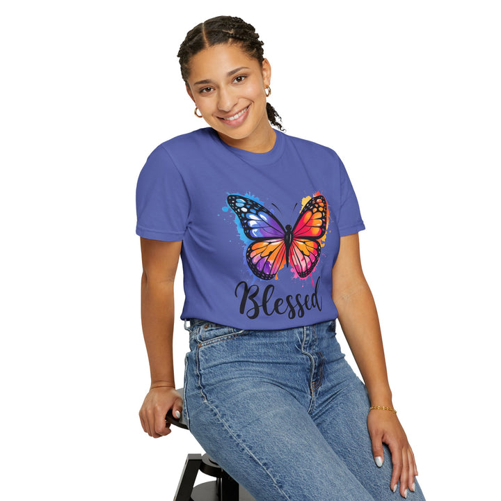 Watercolor Butterfly T-Shirt Blessed Radiant Renewed Unshakably Blessed