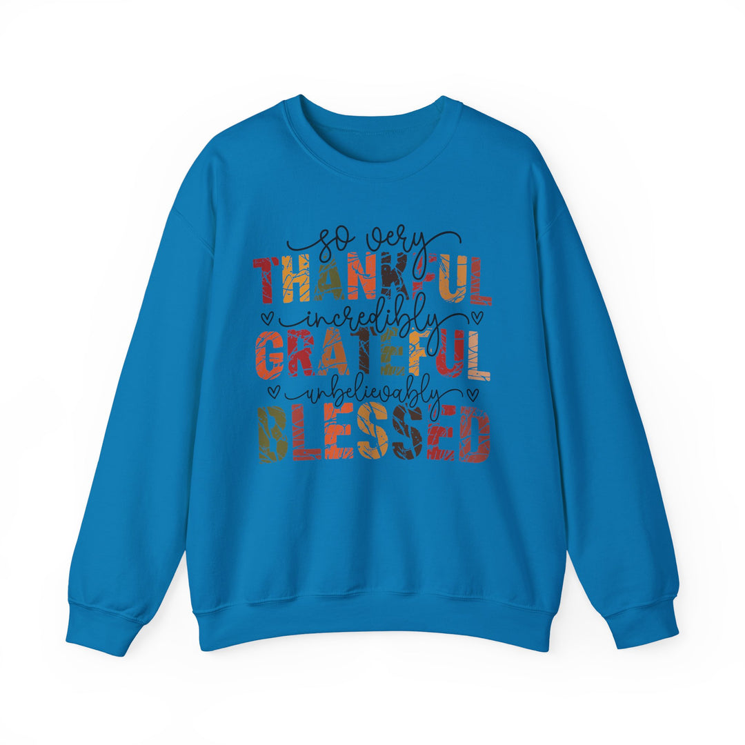 Thankful Grateful Blessed Sweatshirt | Cozy Fall Crewneck | Perfect Gift for Thanksgiving, Family Gatherings, Daily Comfort, Holiday Wear