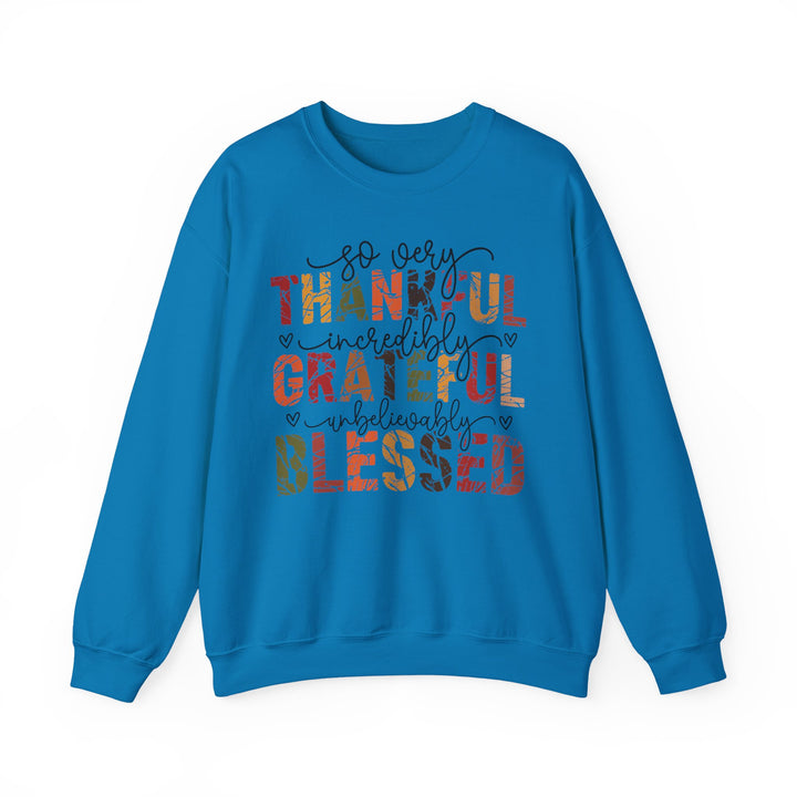 Thankful Grateful Blessed Sweatshirt | Cozy Fall Crewneck | Perfect Gift for Thanksgiving, Family Gatherings, Daily Comfort, Holiday Wear