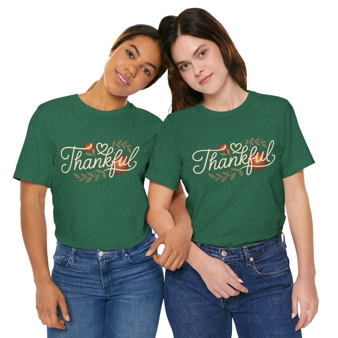 Thankful Tee - Unisex Jersey Short Sleeve Shirt for Thanksgiving, Gratitude Gift, Casual Wear, Family Gathering, Everyday Comfort