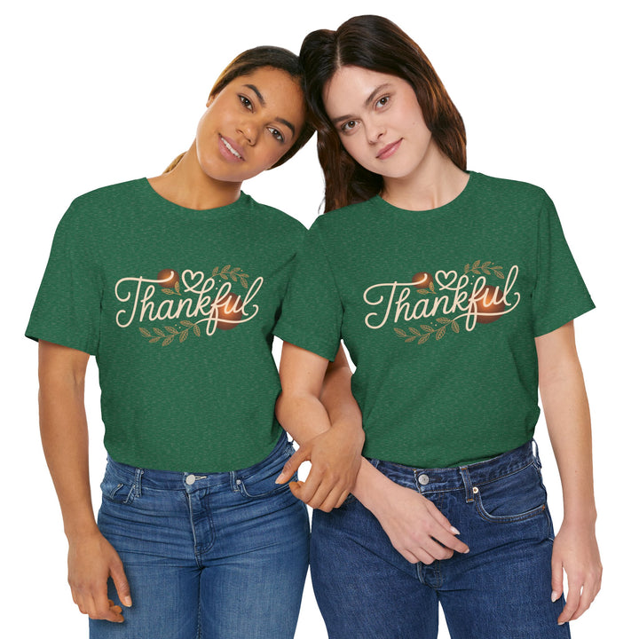 Thankful Tee - Unisex Jersey Short Sleeve Shirt for Thanksgiving, Gratitude Gift, Casual Wear, Family Gathering, Everyday Comfort