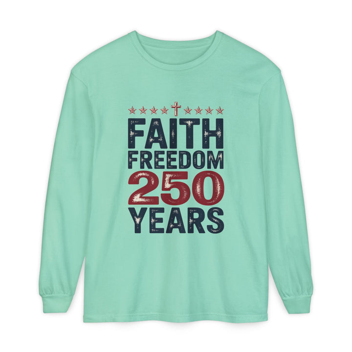 Faith Freedom Long Sleeve T-Shirt, Unisex Tee, Patriotic Apparel, Gift for Independence Day, Christian Clothing, Casual Everyday Wear