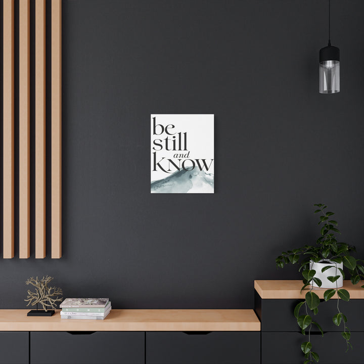 Be Still and Know – Psalm 46:10 Canvas Print | Minimalist Christian Wall Art with Mountain Design