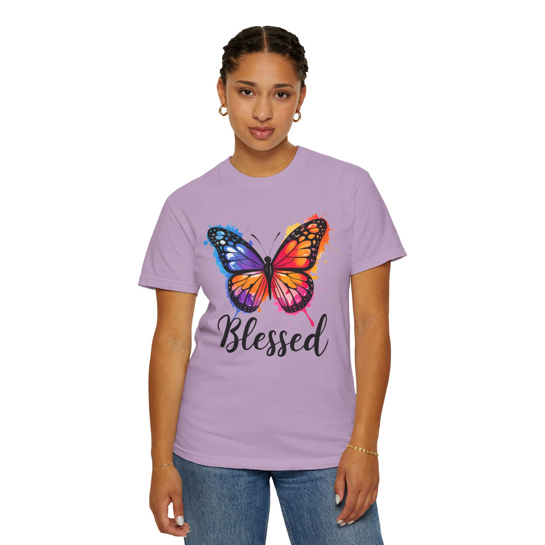 Watercolor Butterfly T-Shirt Blessed Radiant Renewed Unshakably Blessed
