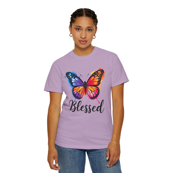Watercolor Butterfly T-Shirt Blessed Radiant Renewed Unshakably Blessed