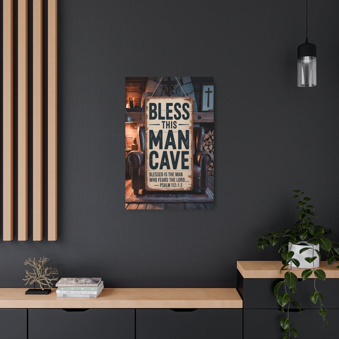 "Bless This Man Cave" - Masculine Faith Metal Wall Art