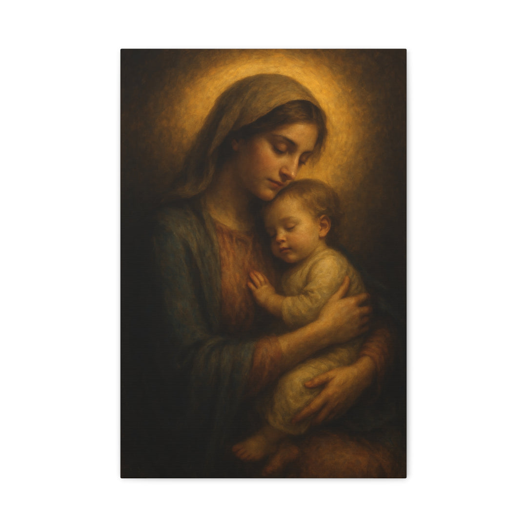 Emmanuel Canvas Wall Art - Premium Madonna &amp; Baby Jesus Christmas Decor