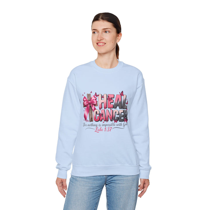 Inspirational Cancer Awareness Crewneck Sweatshirt, Comfort for Fighters, Supportive Gift, Breast Cancer Awareness, Faith & Hope