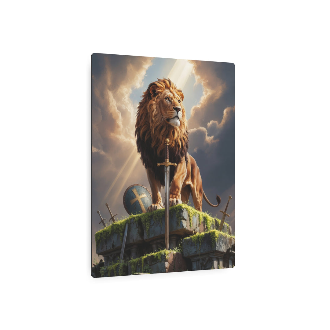 "Lion Warrior - Be Strong and Courageous" - Christian Warrior Metal Wall Art