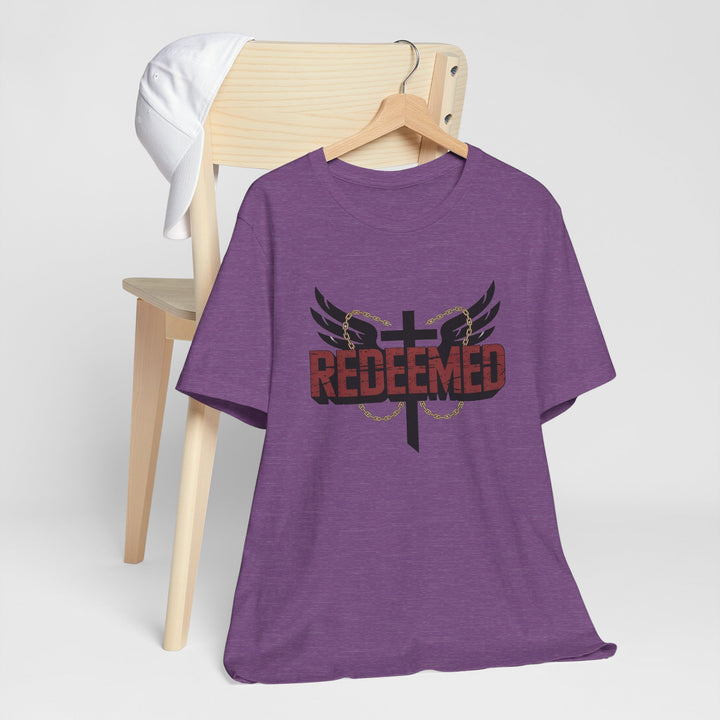 Christian Themed Unisex Short Sleeve Tee, Redeemed Shirt, Faith-Based Apparel, Inspirational T-Shirt, Spiritual Gift, Casual Wear