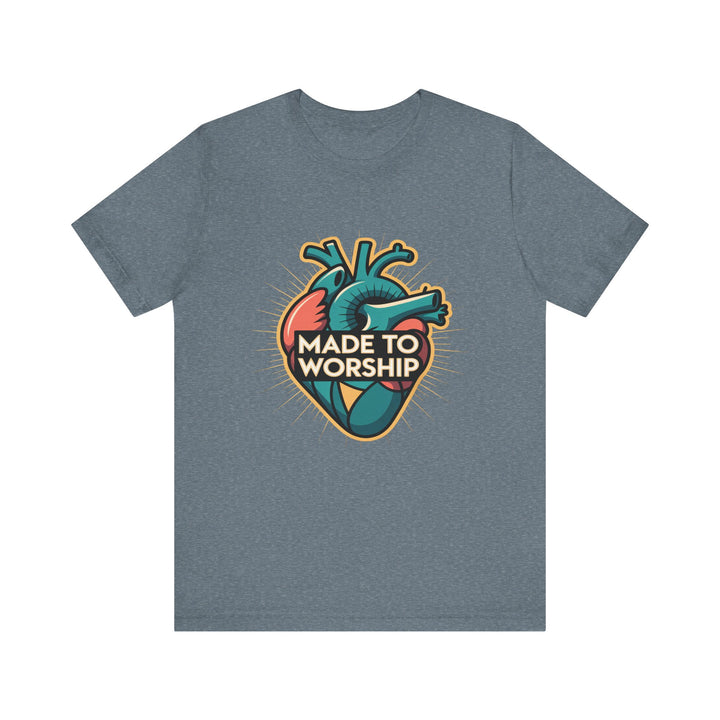 Made to Worship Unisex Jersey Tee, Heart Design Shirt, Casual Wear, Faith T-Shirt, Gift for Worshippers, Spiritual Apparel