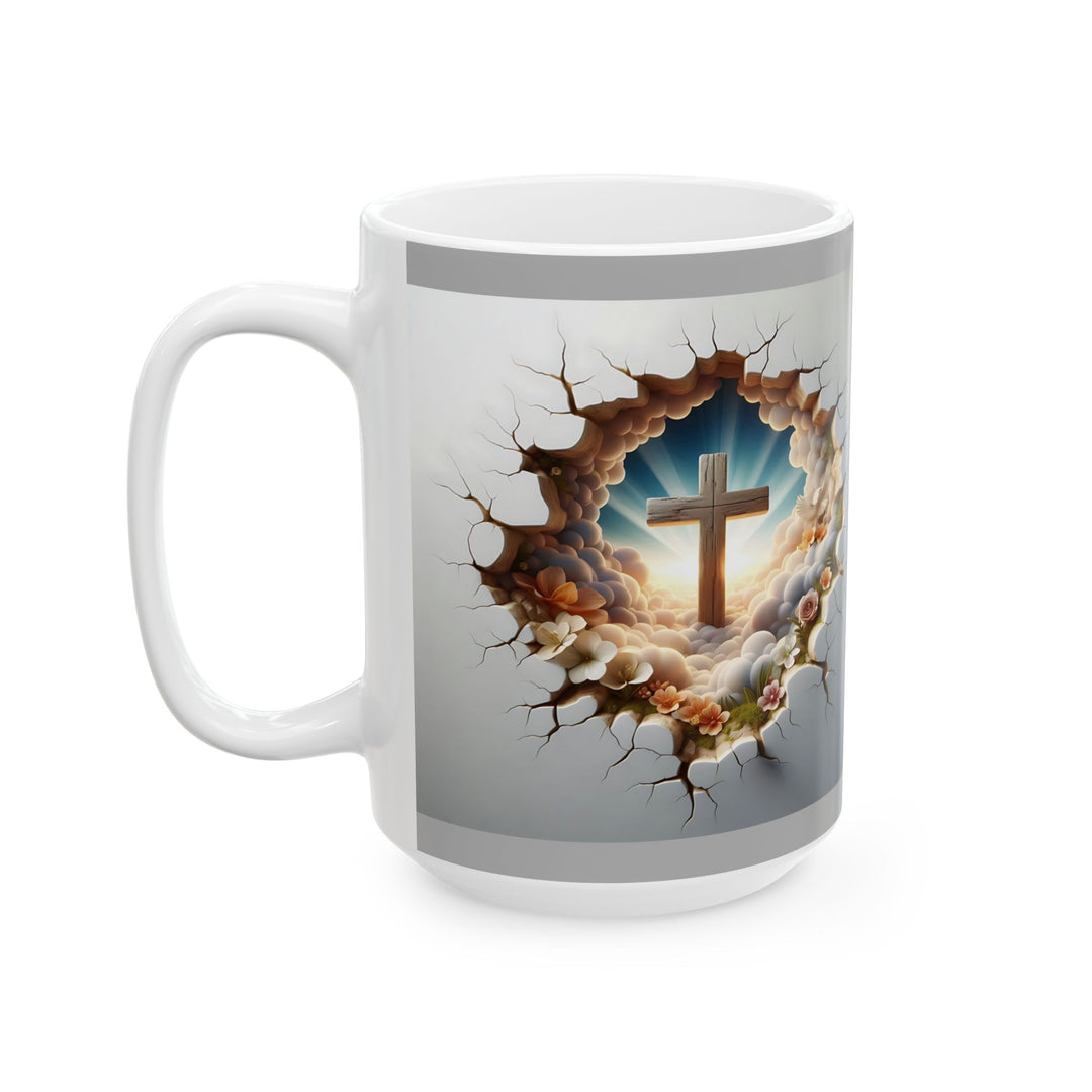 3D Christian Cross Ceramic Mug - Nature-Inspired Coffee Cup, Unique Gift for Nature Lovers, Home Decor, Morning Coffee, Relaxing Moments