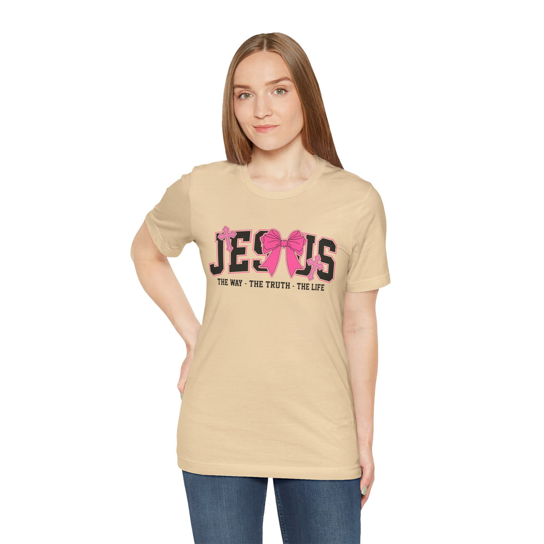 Jesus The Way The Truth The Life Pink Bow T-Shirt