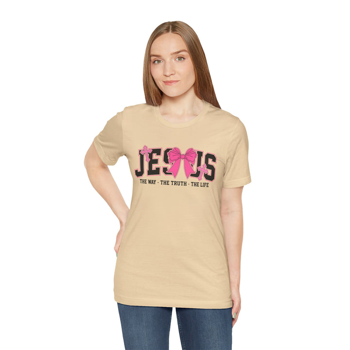 Jesus The Way The Truth The Life Pink Bow T-Shirt