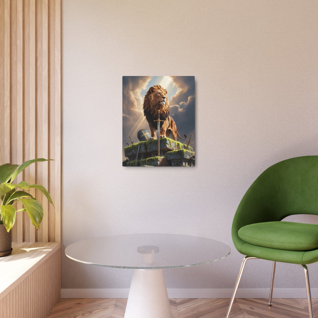 "Lion Warrior - Be Strong and Courageous" - Christian Warrior Metal Wall Art