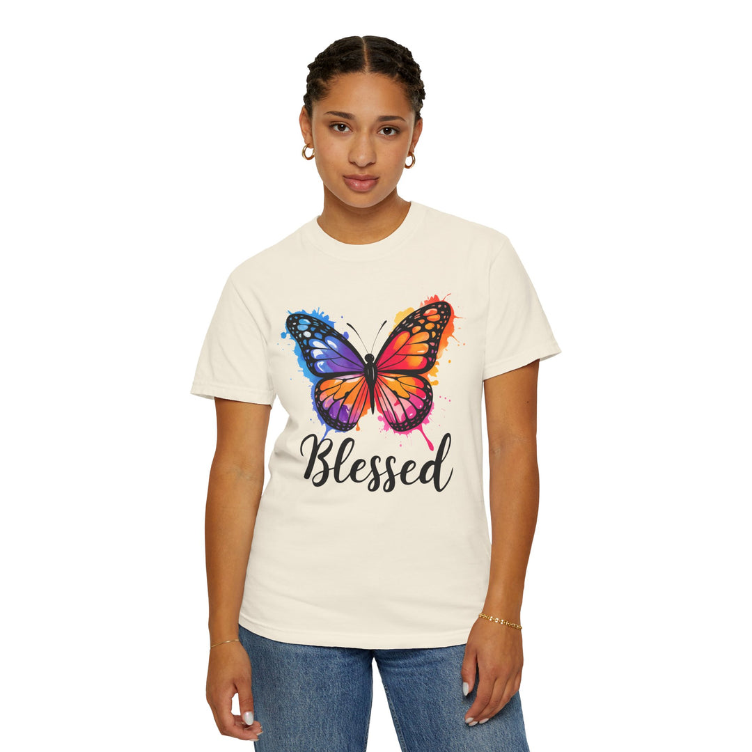 Watercolor Butterfly T-Shirt Blessed Radiant Renewed Unshakably Blessed