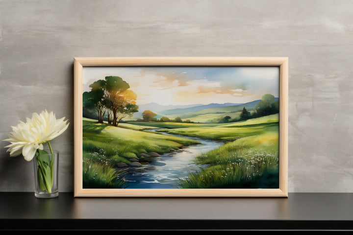 Still Waters – Watercolor Landscape Print Inspired by Psalm 23
