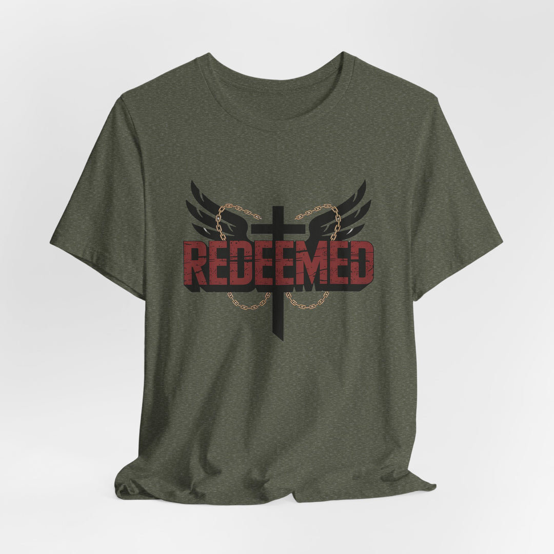 Christian Themed Unisex Short Sleeve Tee, Redeemed Shirt, Faith-Based Apparel, Inspirational T-Shirt, Spiritual Gift, Casual Wear